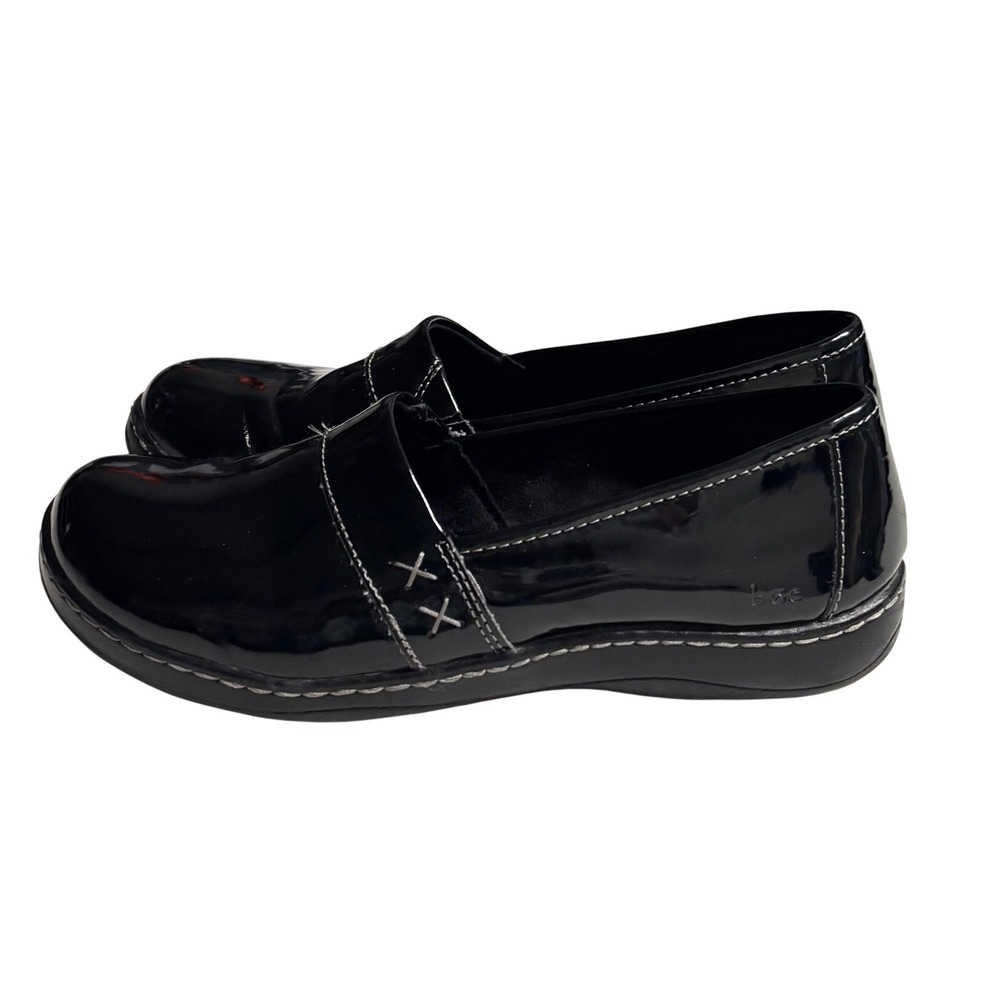 BOC Born Concept Women's Size 10  Black Patent Leather Slip On Loafers Shoes Y2K